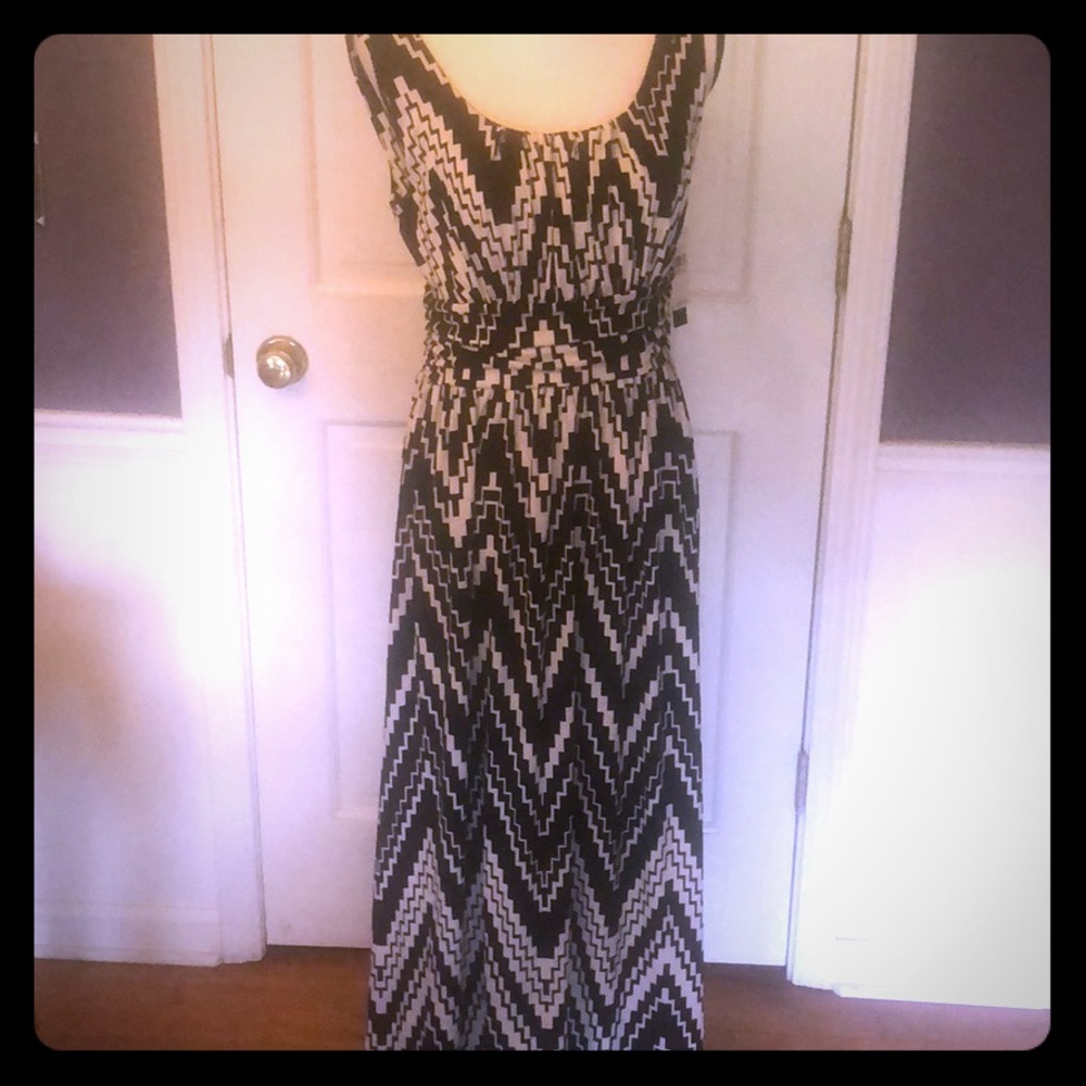 NWT AB Studio Maxi Black & White Maxi Dress Med